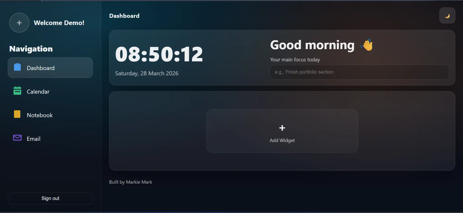 Personal Dashboard website preview
