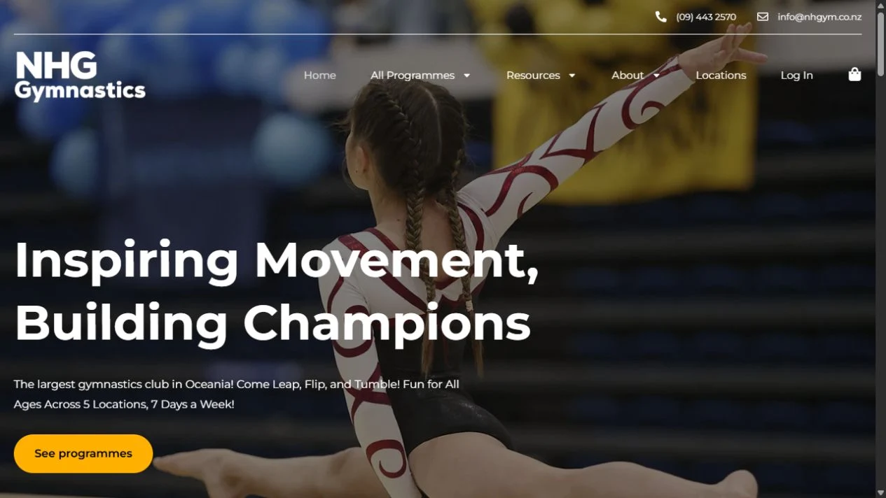 NHG Gym gymnastics website preview