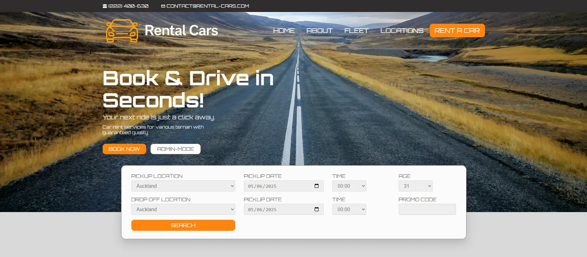 Rental Cars website preview
