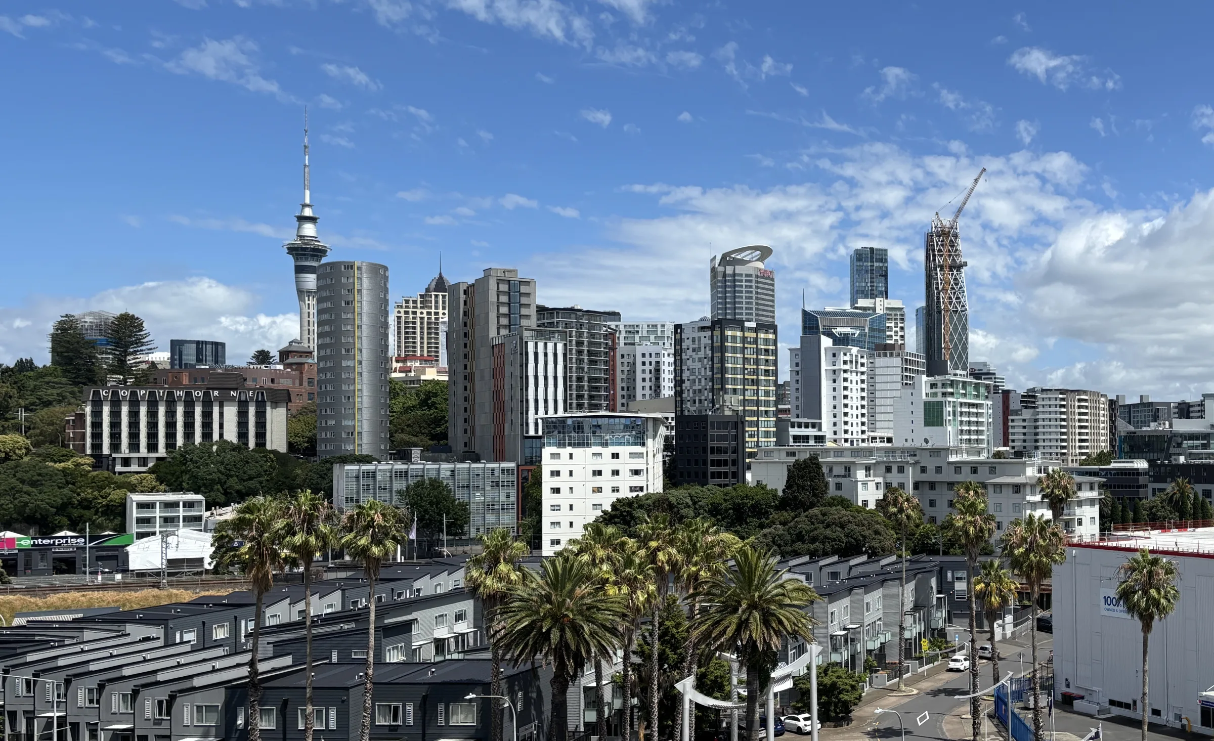 Auckland city skyline and Sky Tower viewed from Parnell